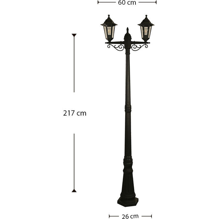 LAMP. EXT. POSTE NEGRO 2L E27 40W