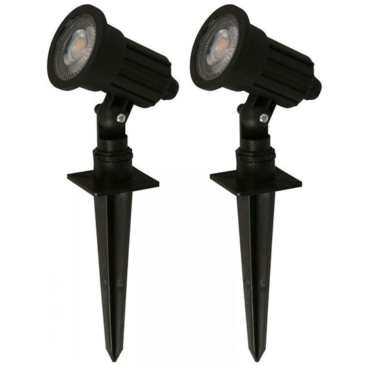 LAMP. LED EXT. REFLECTORA CON ESTACA NEGRO 5W 100-265V 3000K (2 PIEZAS)