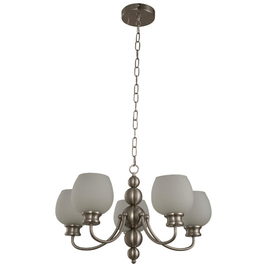 LAMP. COLGANTE NÍQUEL SATINADO 5L E27 60W