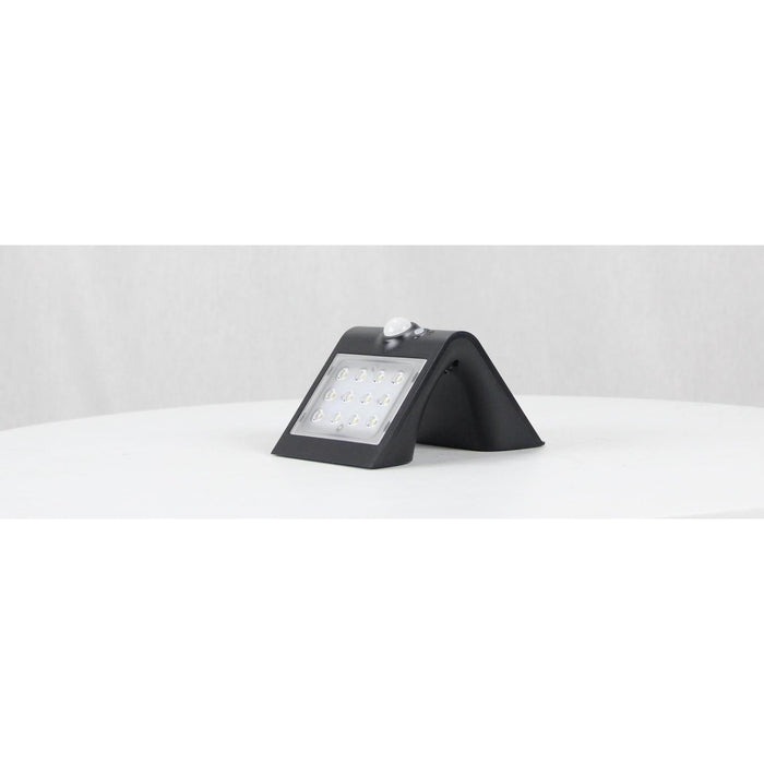LAMP. LED EXT. PARED SOLAR NEGRO 1L 1.5W 3.7V 3000 / 6000K (CON FOTOCELDA Y SENSOR DE MOVIMIENTO)