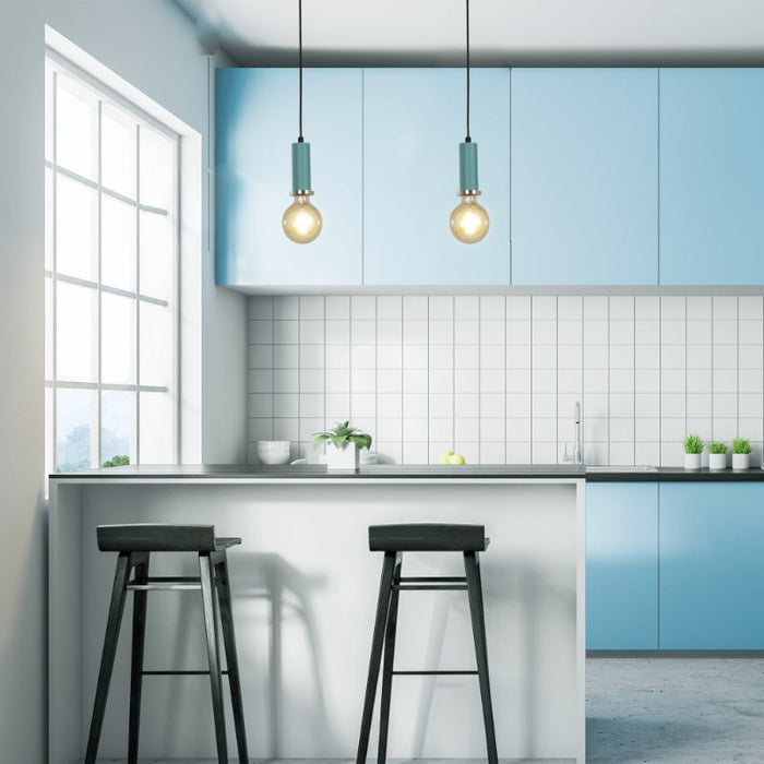 LAMP. COLGANTE AZUL 1L E27 40W