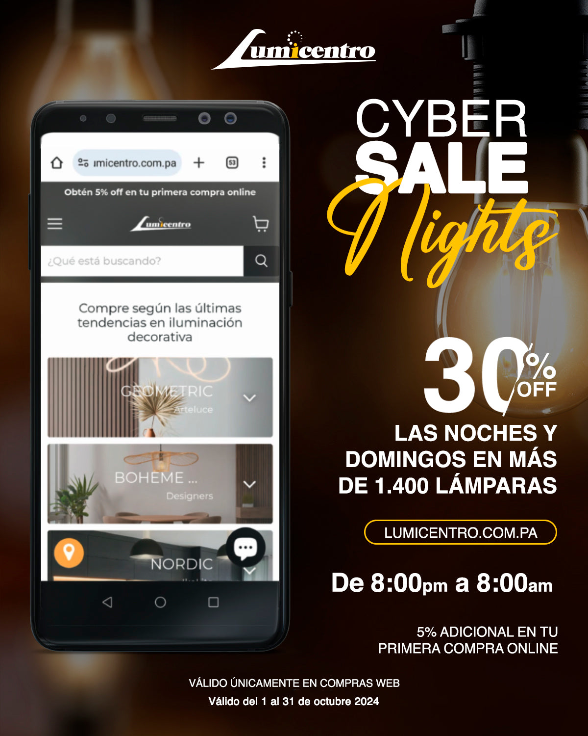 🌙  Cyber Nights sale de 8 pm a 8 am