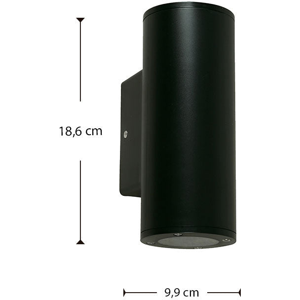 Lámpara Exterior  Pared Negro 2L Gu10 5W (Bombillo Inteligente Incluido)