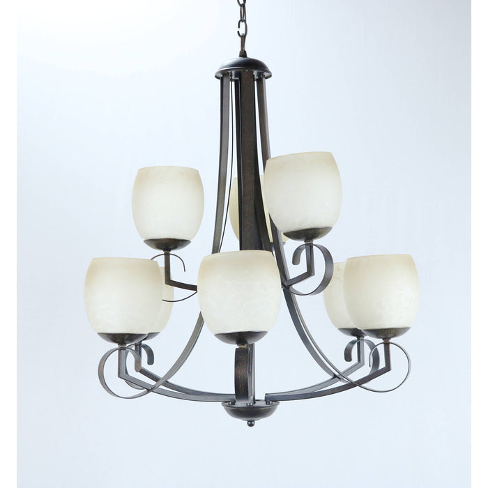 LAMP. COLGANTE CREMA CEPILLADO NEGRO 9L E27 60W