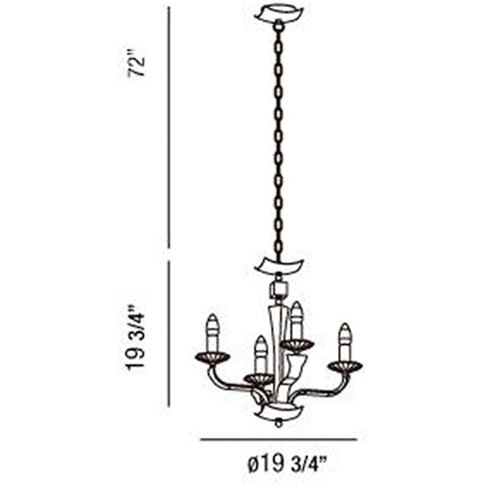 LAMP. CHANDELIER PELLA MARRÓN CROMADO 4L E12 60W