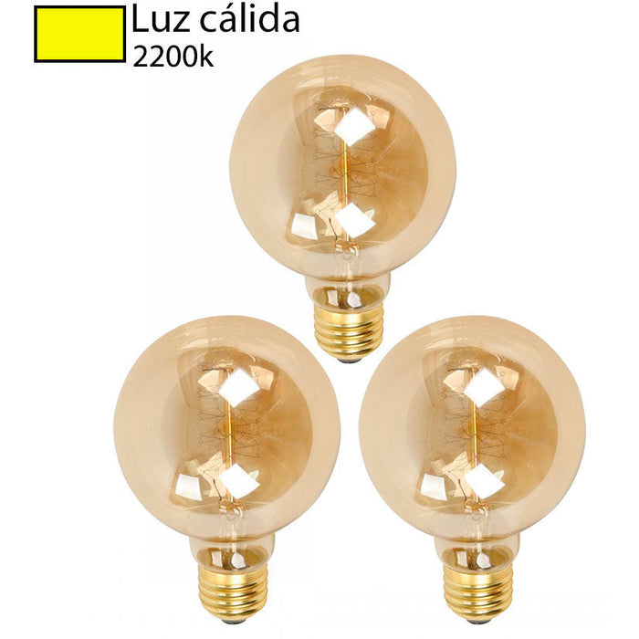 BOMBILLO INCANDESCENTE G80 E27 40W 2200K 3PZS