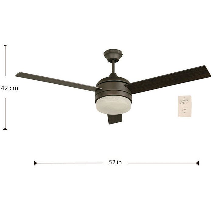 VENTILADOR DE TECHO 52" BRONCE 2L E27 40W CON CONTROL DE PARED