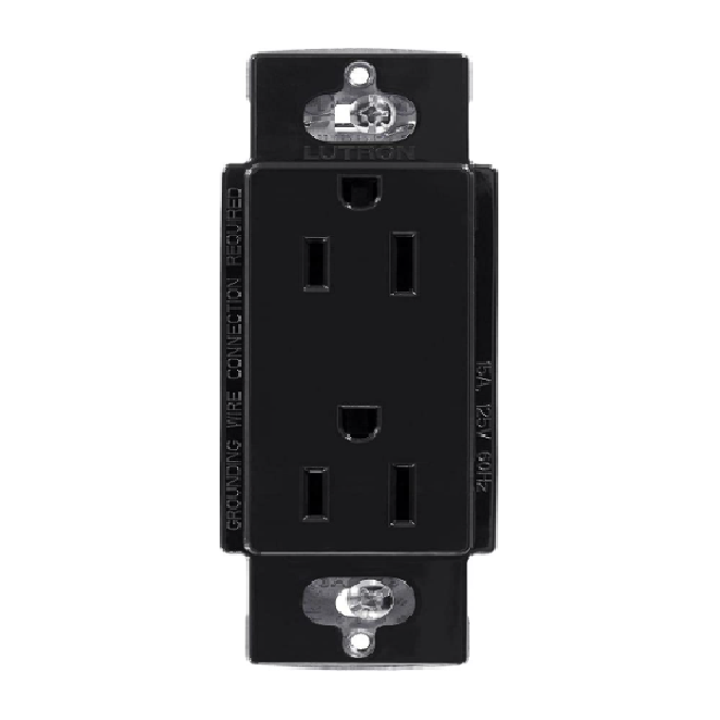 TOMACORRIENTE DÚPLEX LUTRON CLARO 15 AMP COLOR NEGRO 120V