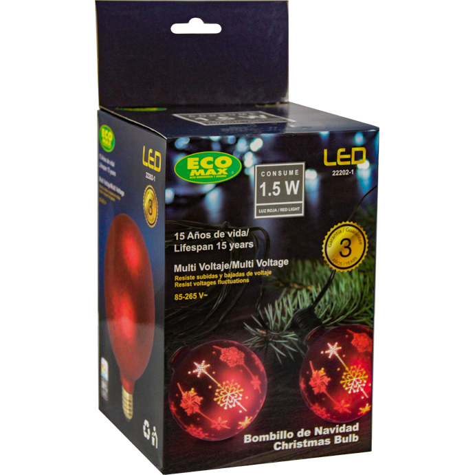 BOMBILLO LED DE NAVIDAD  G125 E27 1.5W 85-265V ROJO